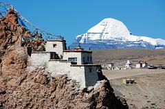 34 Old Chiu Gompa Perched On A Hill With Mount Kailash Behind Mount Kailash close up with Chiu Gompa.